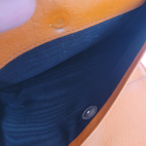 PRADA Orange Leather Logo Button Wallet Medium Envelope Folding Unisex - Picture 7 of 15